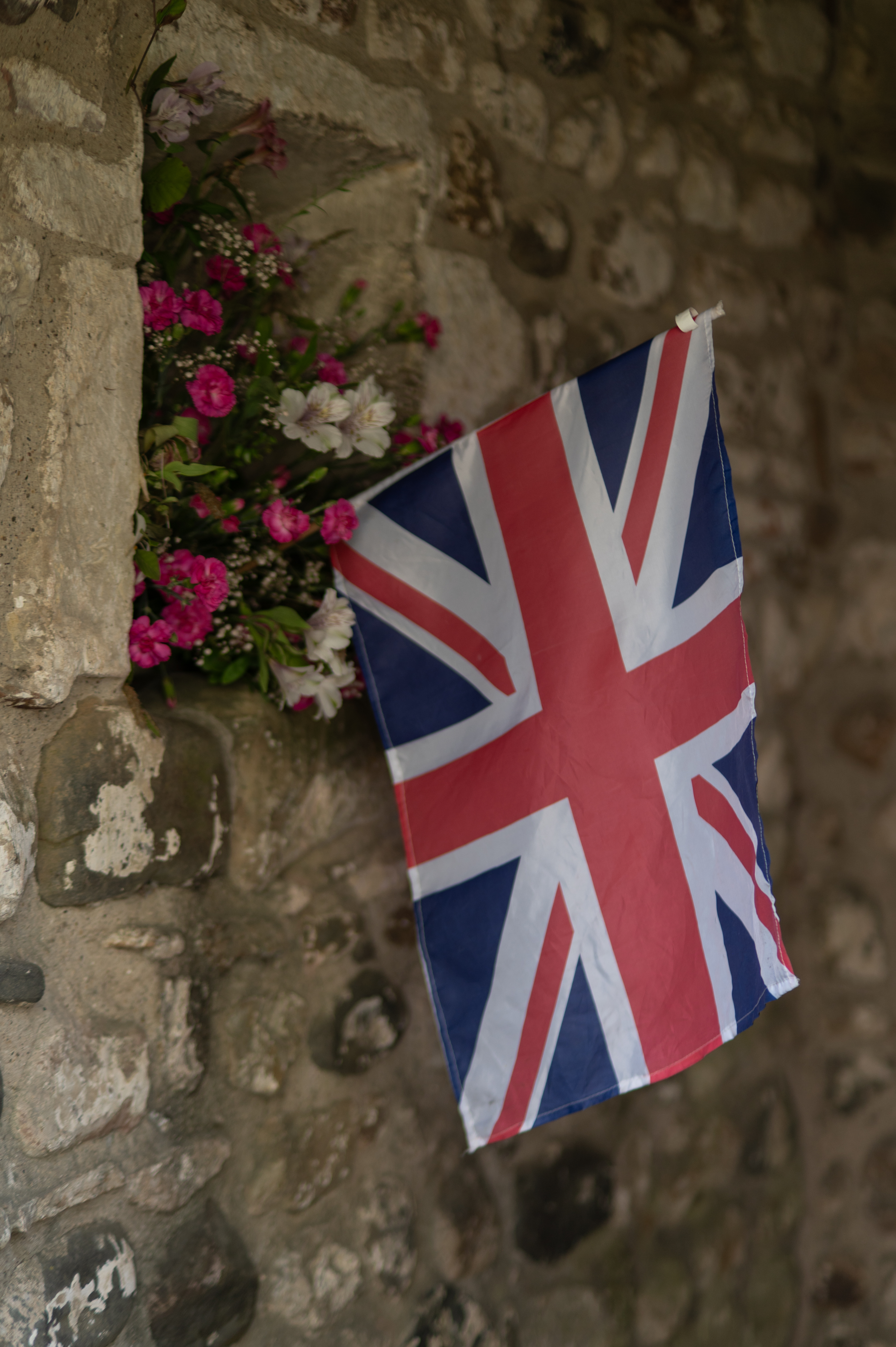 Small Union Jack flag hanging inside St Leonards Church 