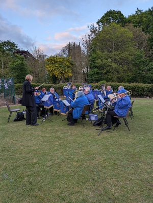 VE Day 80th Anniversary, band playing at the Playing Fields